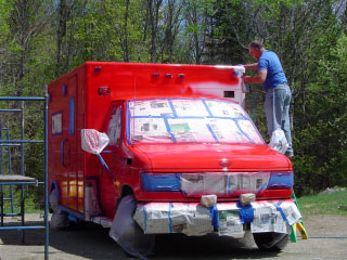 Reading Rescue''s rig gets painted.
