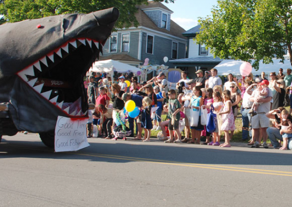 The Roderick family worked for three weeks to create this shark float in 2010. Friday's parade will be announced by WKTJ.