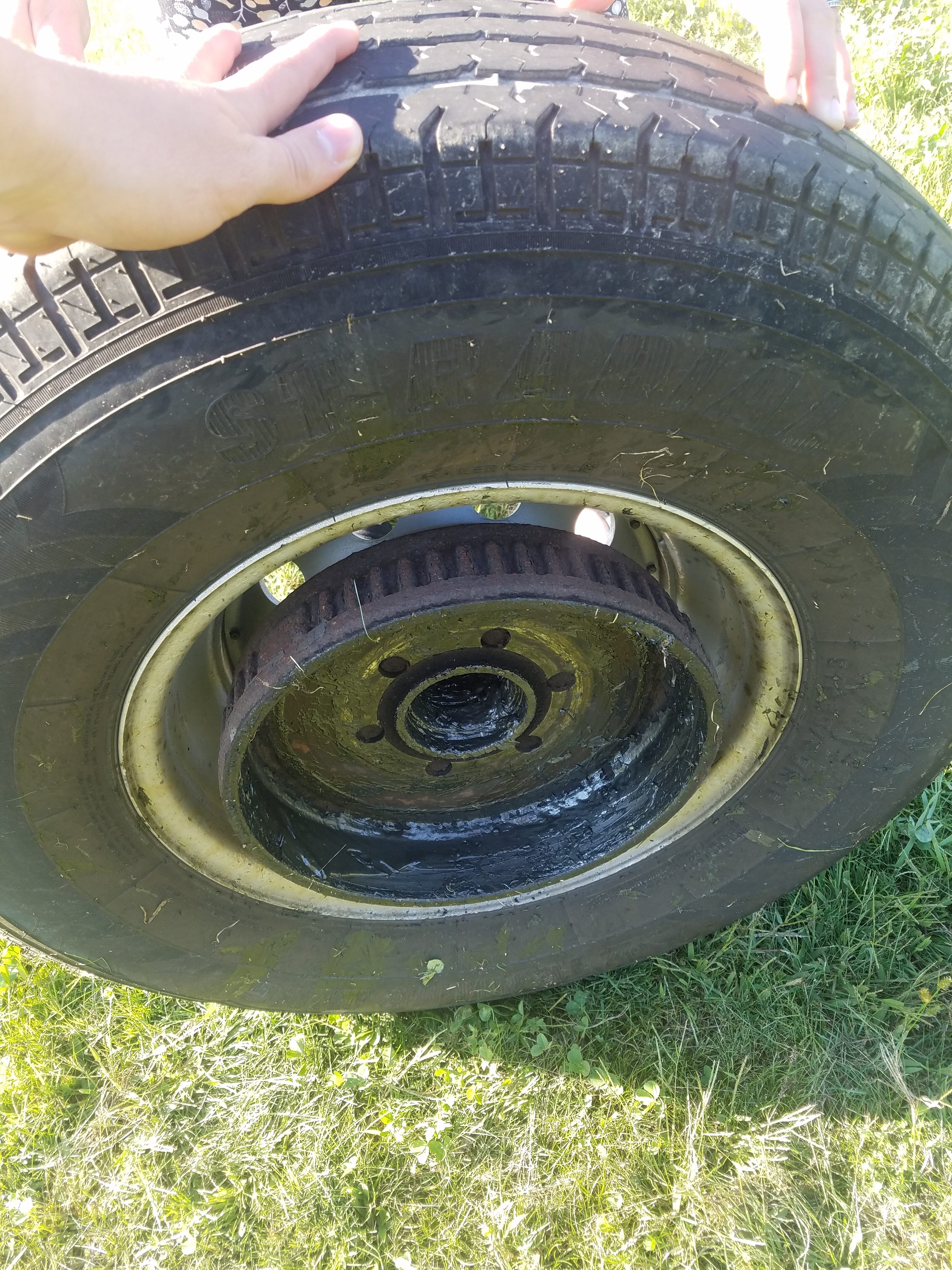 Police are seeking information about a vehicle that lost this tire in North Jay.